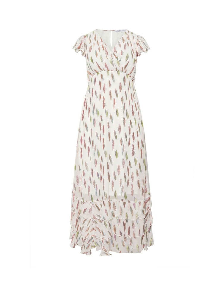 Yours Curve White London Metallic Ruffle Dress - Image 5 of 5