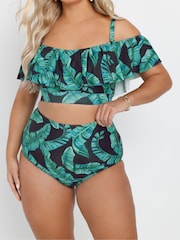 Yours Curve Feather Leaf High Waist Briefs - Image 1 of 6