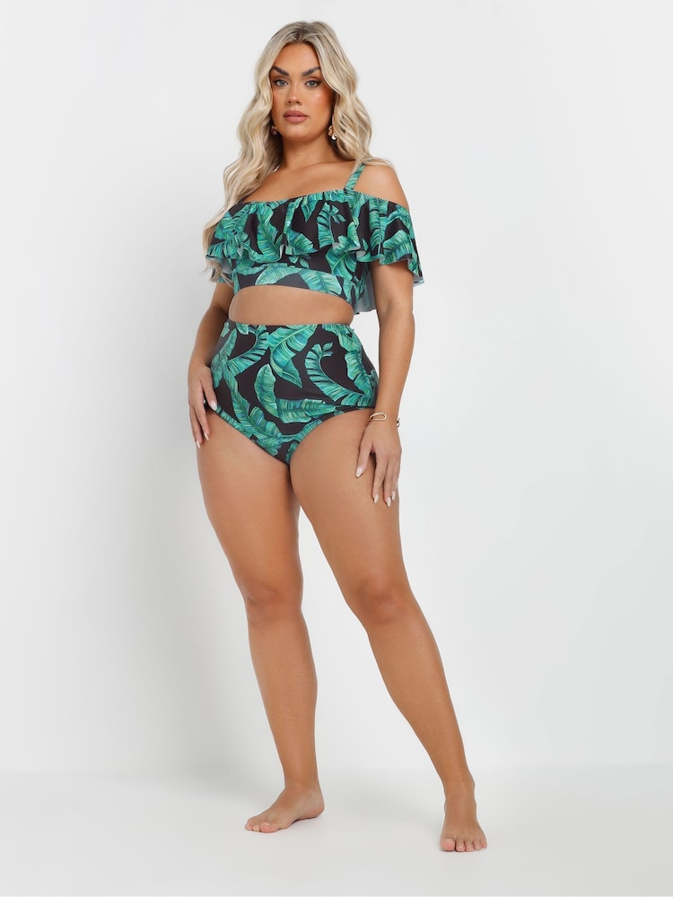 Yours Curve Feather Leaf High Waist Briefs - Image 2 of 6