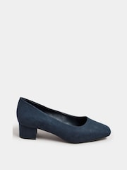 Yours Curve Blue Extra-Wide Fit Square Toe Court Shoes - Image 2 of 5