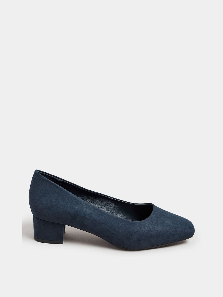 Yours Curve Blue Extra-Wide Fit Square Toe Court Shoes - Image 2 of 5