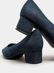 Yours Curve Blue Extra-Wide Fit Square Toe Court Shoes - Image 5 of 5