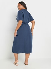 Yours Curve Blue Short Sleeve Chambray Cord Shirt Dress - Image 3 of 5
