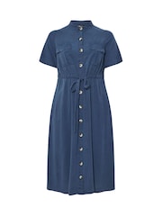 Yours Curve Blue Short Sleeve Chambray Cord Shirt Dress - Image 5 of 5