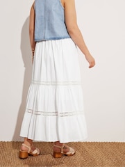 Yours Curve White Tiered Maxi 100% Cotton Skirt - Image 4 of 6