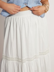 Yours Curve White Tiered Maxi 100% Cotton Skirt - Image 5 of 6