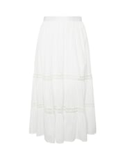 Yours Curve White Tiered Maxi 100% Cotton Skirt - Image 6 of 6