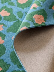 Eleanor Bowmer Blue Leopard Print Wool Tufted Rug - Image 4 of 4