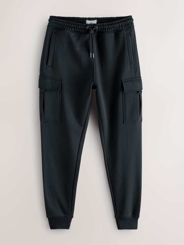 Black/Grey Marl Jersey Cuffed Cargo Joggers 2 Pack - Image 2 of 20