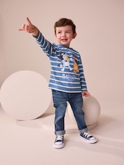 Navy/White Stripe Bluey Long Sleeve T-Shirt (12mths-8yrs) - Image 2 of 7