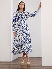 Star by Julien MacDonald Blue Button Through Printed Dress - Image 1 of 5