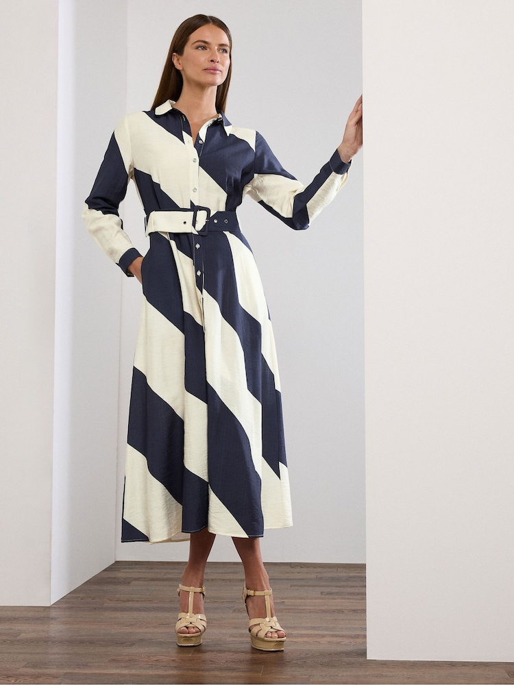 Star by Julien MacDonald Blue Button Through Stripe Dress - Image 2 of 5