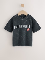 Charcoal Acid Wash Rolling Stones Band Graphic Short Sleeve T-Shirt (3mths-8yrs) - Image 1 of 4