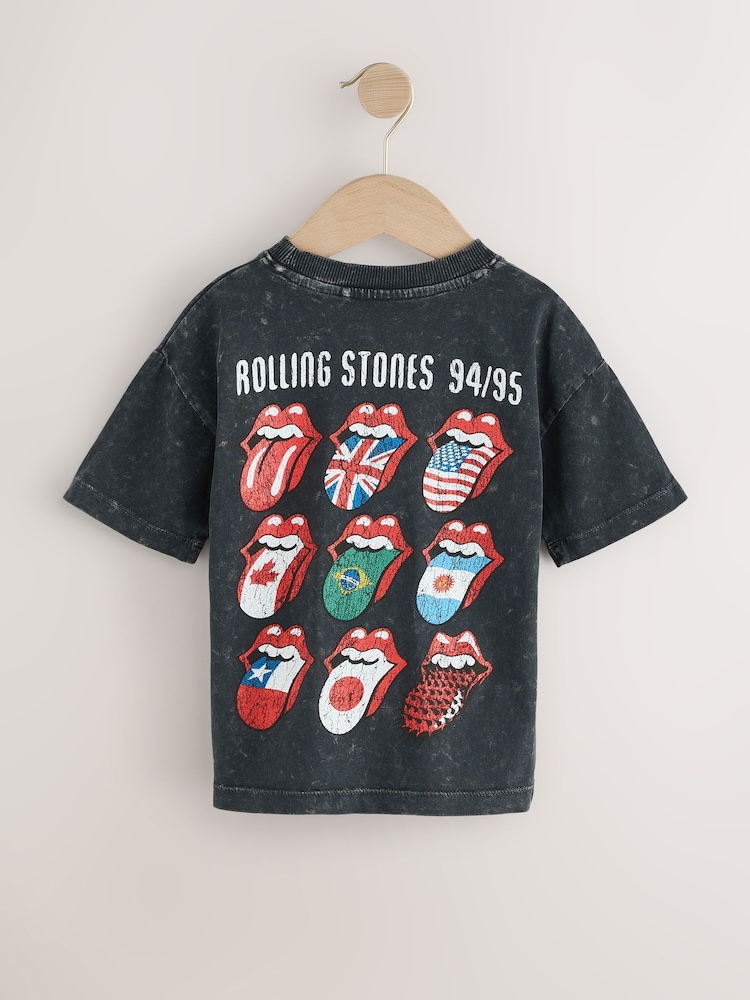 Charcoal Acid Wash Rolling Stones Band Graphic Short Sleeve T-Shirt (3mths-8yrs) - Image 2 of 4