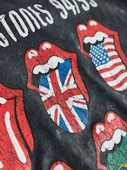 Charcoal Acid Wash Rolling Stones Band Graphic Short Sleeve T-Shirt (3mths-8yrs) - Image 3 of 4