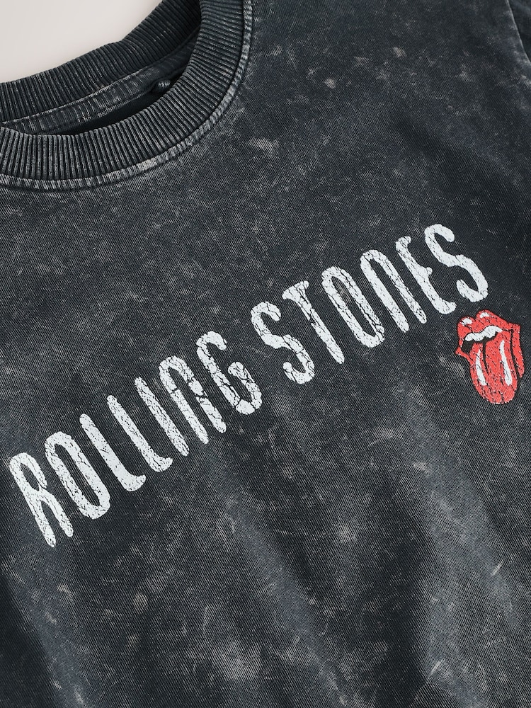 Charcoal Acid Wash Rolling Stones Band Graphic Short Sleeve T-Shirt (3mths-8yrs) - Image 4 of 4