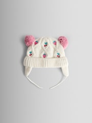 JoJo Maman Bébé Cream Cherry Fair Isle Hat - Image 1 of 3