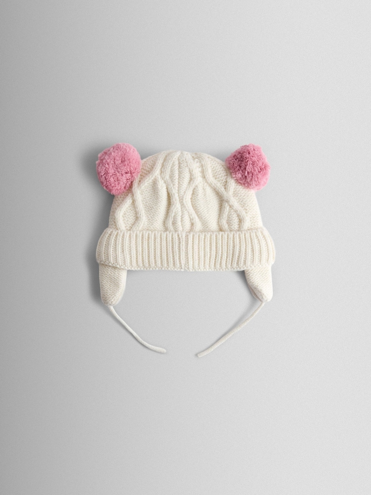 JoJo Maman Bébé Cream Cherry Fair Isle Hat - Image 2 of 3