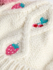 JoJo Maman Bébé Cream Cherry Fair Isle Hat - Image 3 of 3