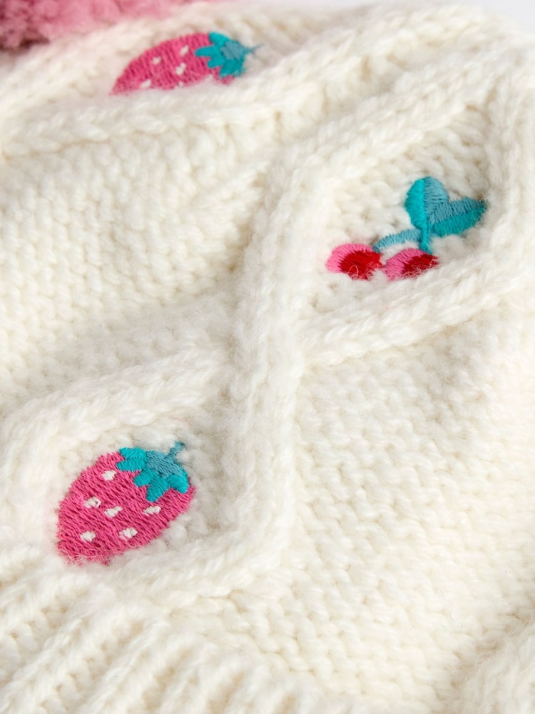JoJo Maman Bébé Cream Cherry Fair Isle Hat - Image 3 of 3