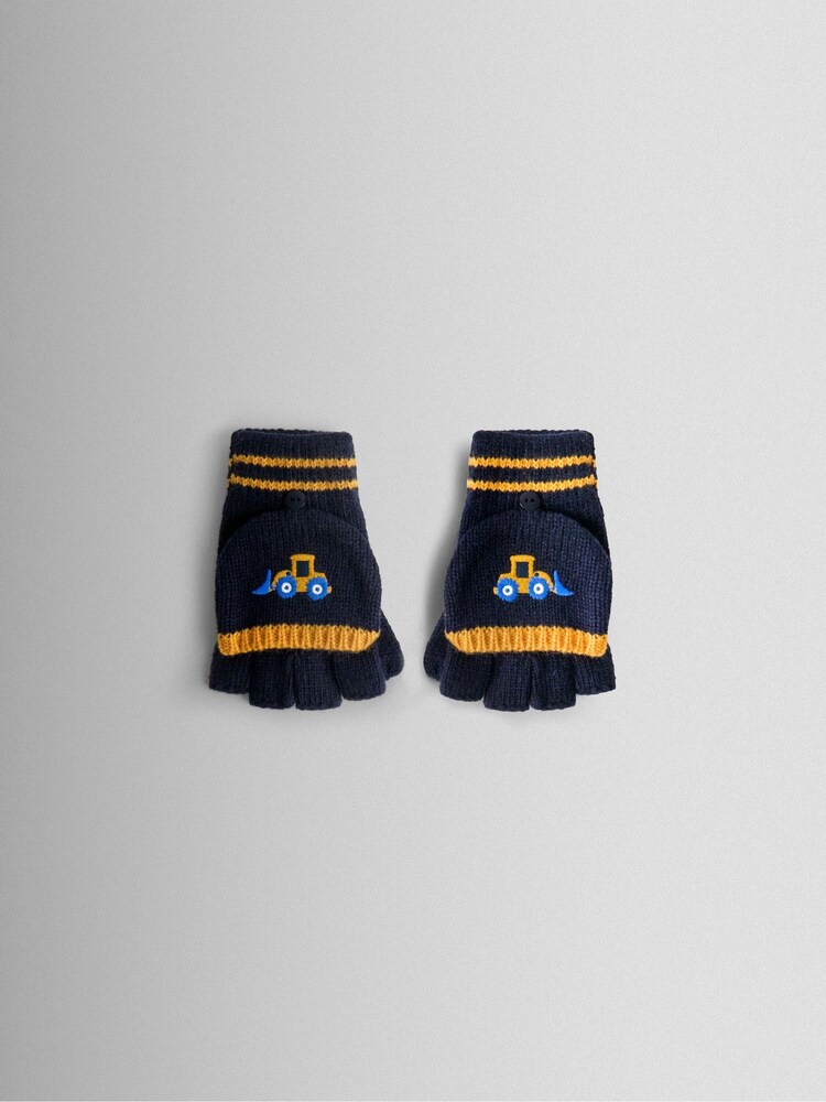JoJo Maman Bébé Blue Digger Fleece Lined Mittens - Image 1 of 5 JoJo Maman Bébé Blue Digger Fleece Lined Mittens - Image 1 of 5