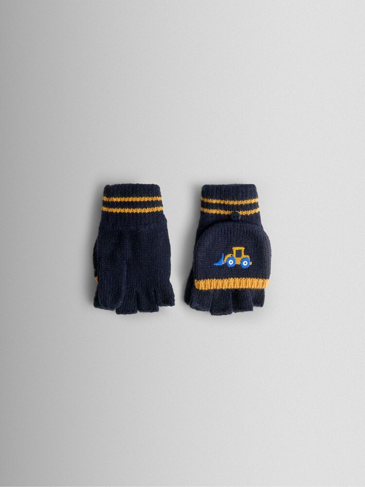 JoJo Maman Bébé Blue Digger Fleece Lined Mittens - Image 2 of 5 JoJo Maman Bébé Blue Digger Fleece Lined Mittens - Image 2 of 5