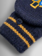 JoJo Maman Bébé Blue Digger Fleece Lined Mittens - Image 4 of 5