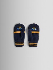 JoJo Maman Bébé Blue Digger Fleece Lined Mittens - Image 5 of 5