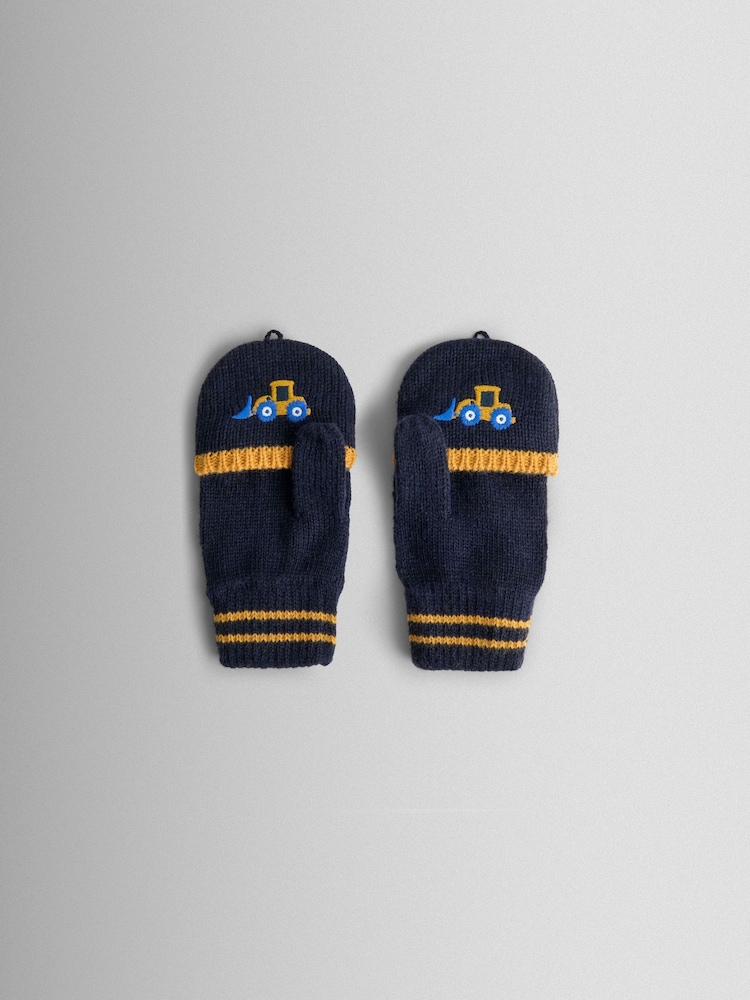 JoJo Maman Bébé Blue Digger Fleece Lined Mittens - Image 5 of 5