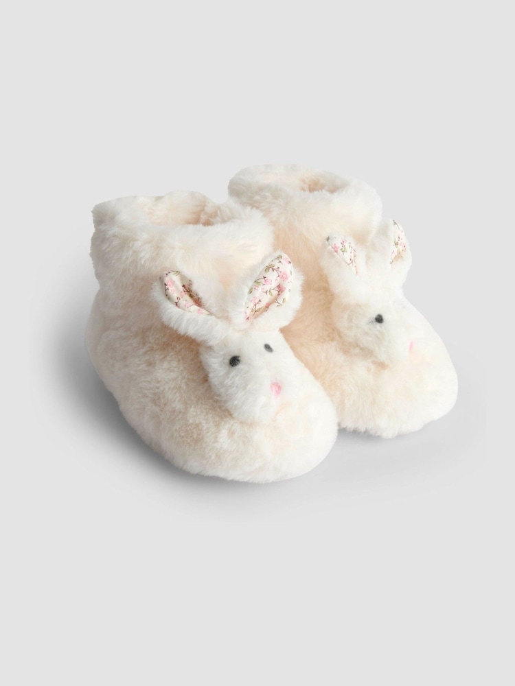 JoJo Maman Bébé White Bunny Plush Slipper Boots - Image 1 of 5 JoJo Maman Bébé White Bunny Plush Slipper Boots - Image 1 of 5