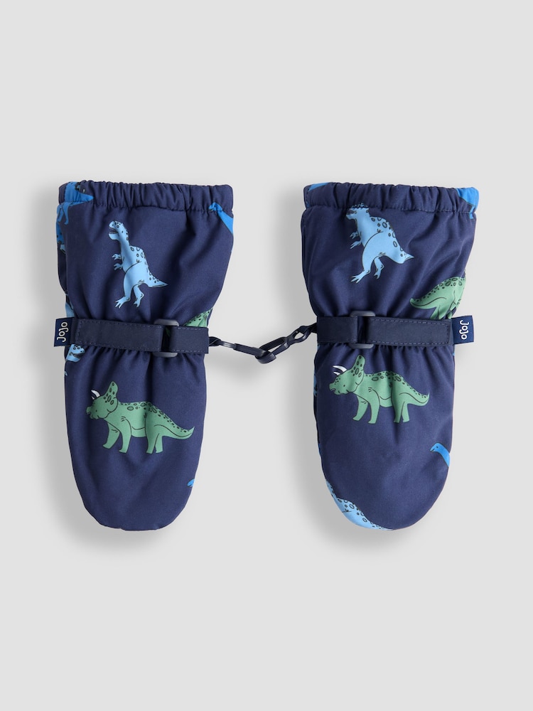 JoJo Maman Bébé Navy Dino Waterproof Fleece Lined Mittens - Image 1 of 3 JoJo Maman Bébé Navy Dino Waterproof Fleece Lined Mittens - Image 1 of 3