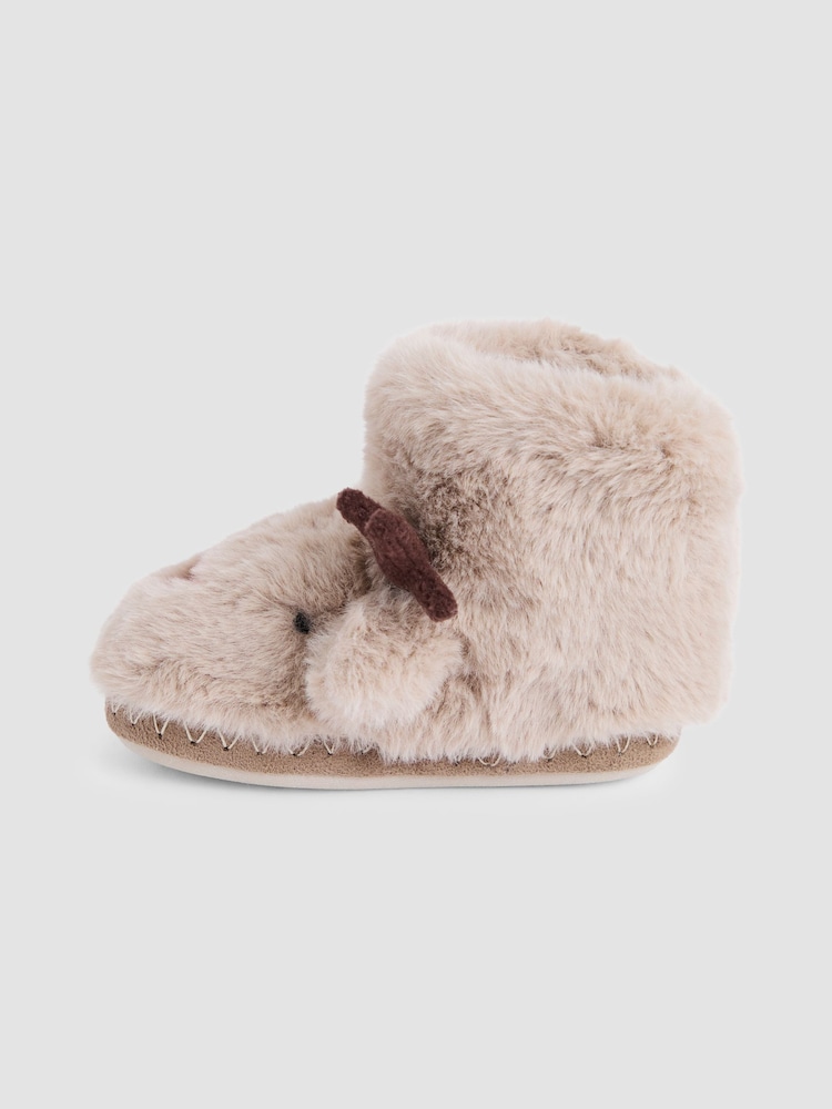 JoJo Maman Bébé Brown Reindeer Reindeer Slipper Boots - Image 4 of 4 JoJo Maman Bébé Brown Reindeer Reindeer Slipper Boots - Image 4 of 4