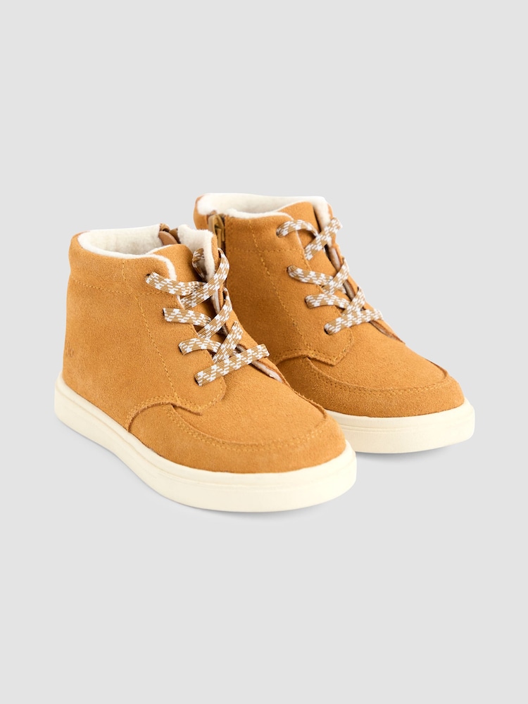 JoJo Maman Bébé Light Brown Leather Trainers - Image 1 of 4