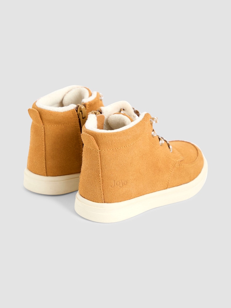 JoJo Maman Bébé Light Brown Leather Trainers - Image 2 of 4