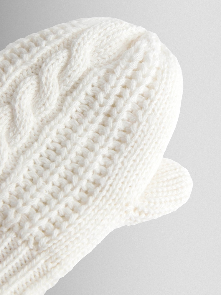 JoJo Maman Bébé Cream White Mittens - Image 2 of 3 JoJo Maman Bébé Cream White Mittens - Image 2 of 3