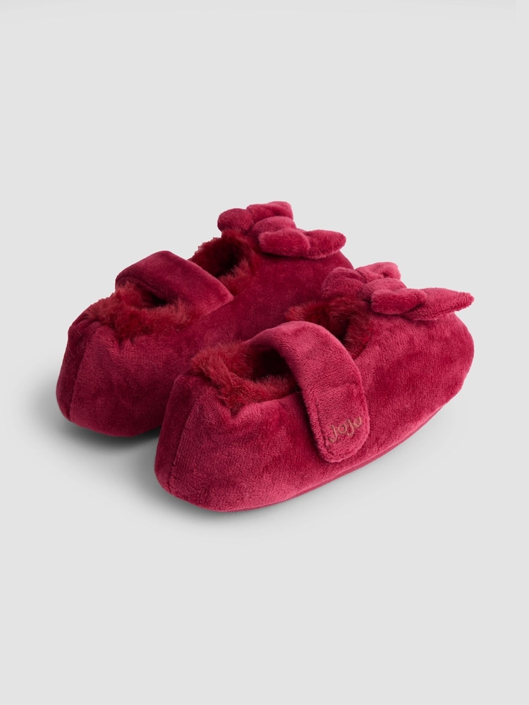 JoJo Maman Bébé Red Borg Ballet Pump Slippers - Image 2 of 4