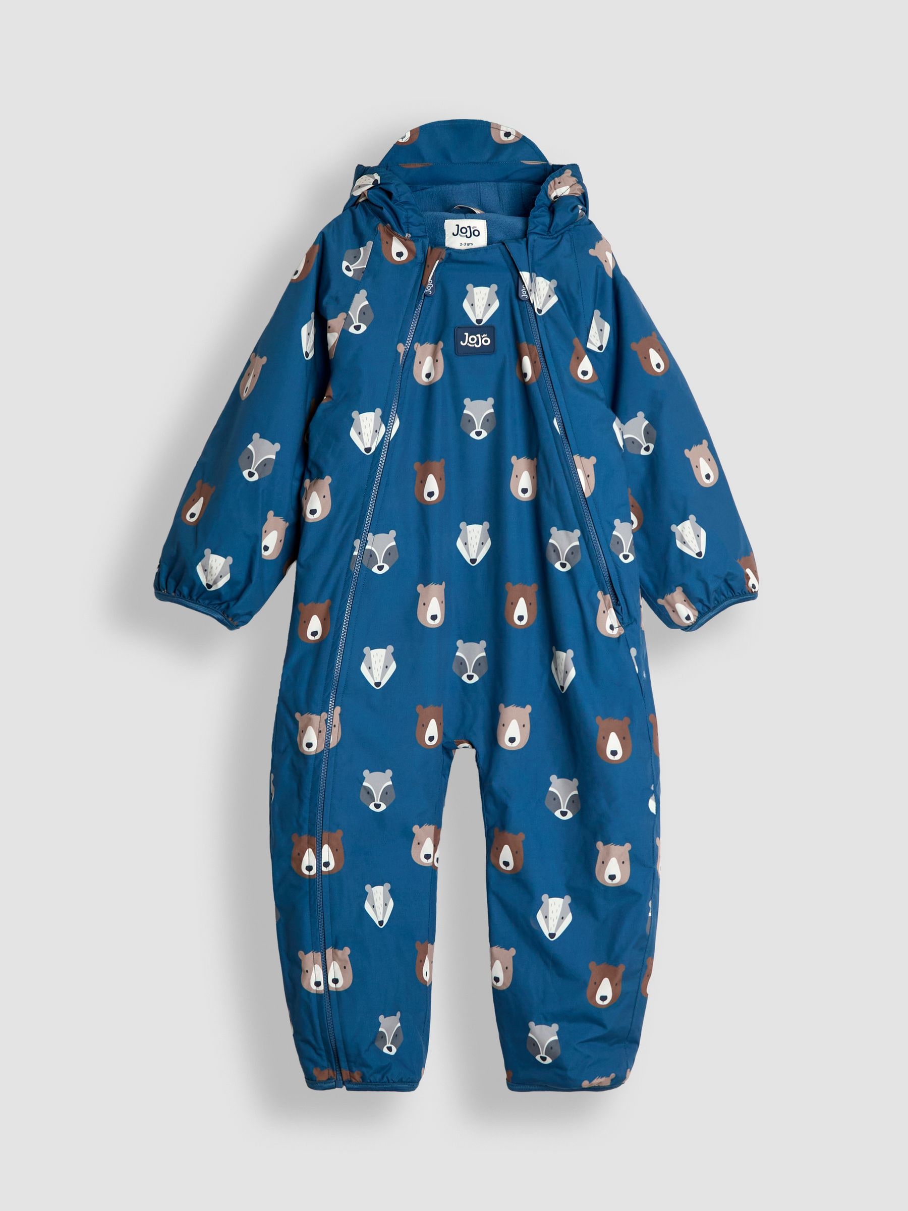 Jojo Maman Bébé Blue Woodland Woodland Fleece-Lined Waterproof Puddle Suit