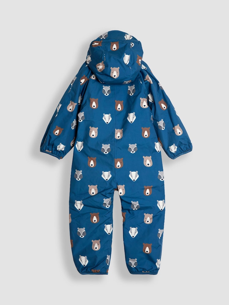 JoJo Maman Bébé Blue Woodland Fleece-lined Waterproof Puddle Suit - Image 2 of 4