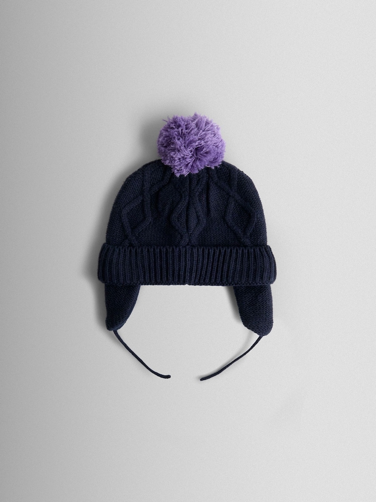 JoJo Maman Bébé Navy Floral Fair Isle Hat - Image 2 of 3