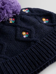 JoJo Maman Bébé Navy Floral Fair Isle Hat - Image 3 of 3