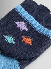 JoJo Maman Bébé Stone Dino Fleece Lined Mittens - Image 3 of 4