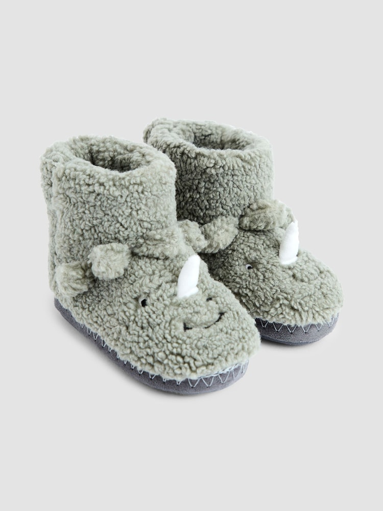 JoJo Maman Bébé Green Dino Borg Slipper Boots - Image 1 of 4