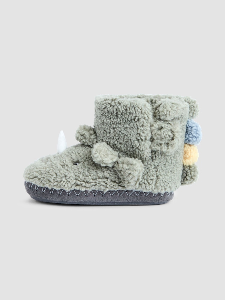 JoJo Maman Bébé Green Dino Borg Slipper Boots - Image 4 of 4