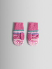 JoJo Maman Bébé Pink Dino Fleece Lined Mittens - Image 4 of 6