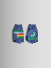 JoJo Maman Bébé Blue Dino Fleece Lined Mittens - Image 2 of 5