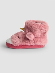 JoJo Maman Bébé Pink Unicorn Plush Slipper Boots - Image 3 of 5