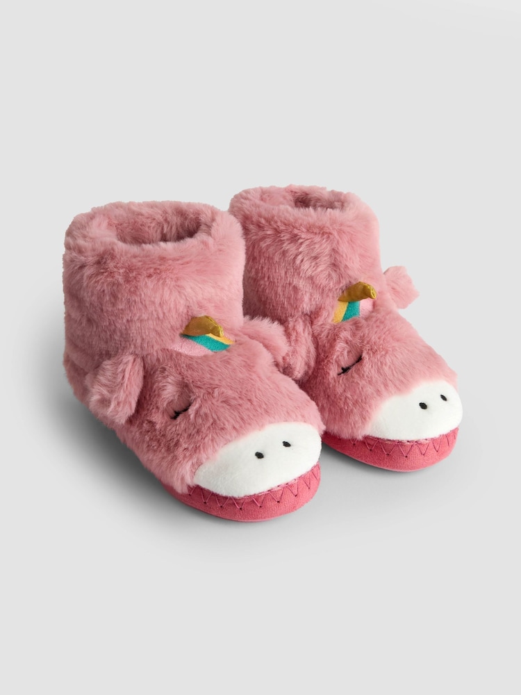 JoJo Maman Bébé Pink Unicorn Plush Slipper Boots - Image 5 of 5 JoJo Maman Bébé Pink Unicorn Plush Slipper Boots - Image 5 of 5