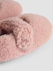 JoJo Maman Bébé Pink Borg Ballet Pump Slippers - Image 5 of 5