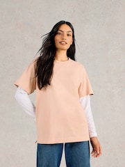 White Stuff Pink Graphic 100% Cotton T-Shirt - Image 2 of 7