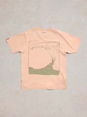 White Stuff Pink Graphic 100% Cotton T-Shirt - Image 6 of 7